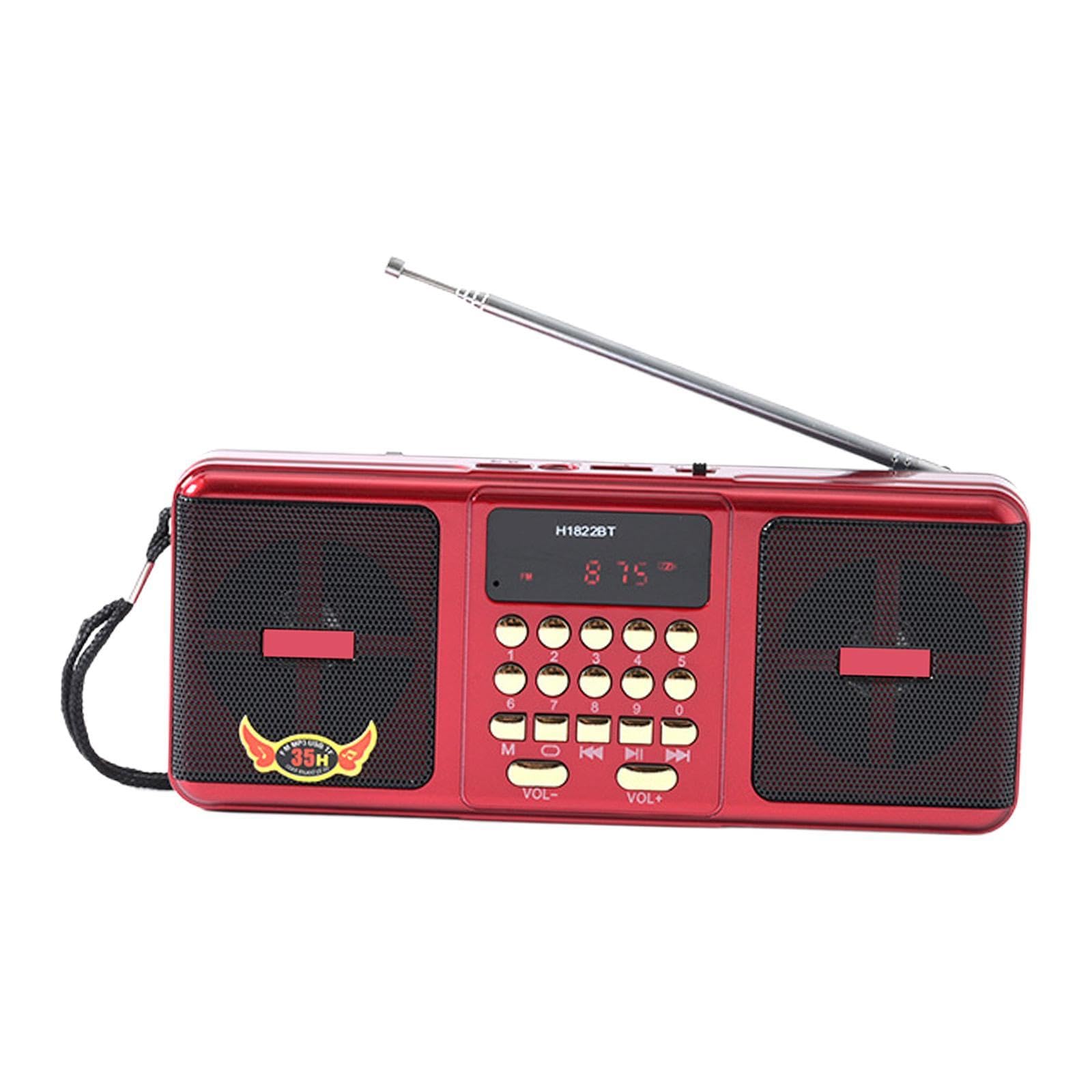predolo Radio portátil, Ligera, Compatible con Tarjeta TF y USB Recargable con Altavoz, compacta para Correr y Caminar al Libre, Rojo