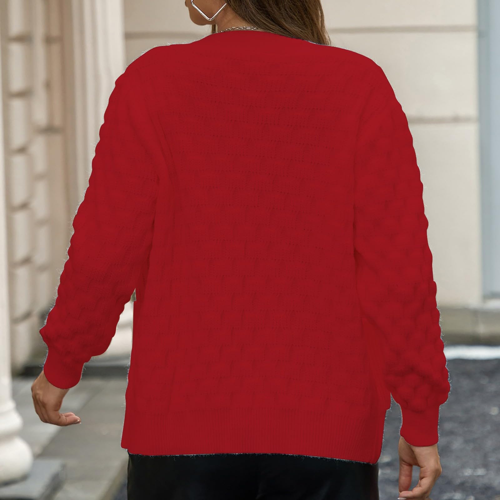 Cárdigans de Punto de Cable Grueso para Mujer, suéteres, Prendas de Vestir Exteriores, Abrigos con Bolsillos, Informal, Frente Abierto, Manga Larga, 2024 Sujeta Chaqueta Cárdigan Largo