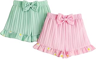 Generisch Pantalones cortos niñas 146 niñas otoño verano estilo pantalones cortos deportes flores estampados elásticos niños 2 piezas pantalones cortos conjunto de ropa de bebé animales