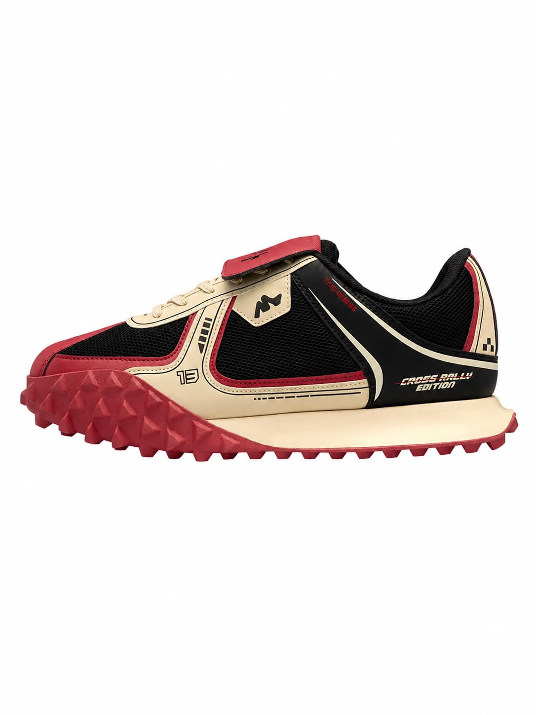 the souled store Velocity: Scarlet Women and Girls Low Top Sneakers Black and Off White Retro Trainer Breathable Mesh Track Inspired Studded Outsole Lightweight Streetwear-picture-35
