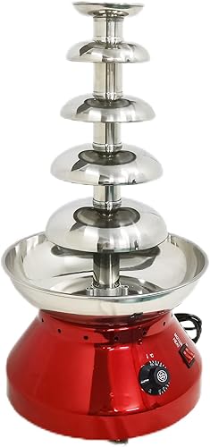 Vaseni Máquina eléctrica de fuente de fondue de chocolate de 5 niveles para fiestas, queso, dulces y licor, torre de fondue de chocolate caliente,