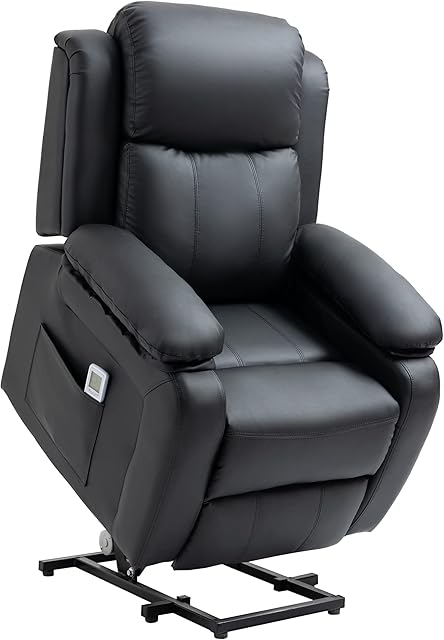 HOMCOM Electric Power Lift Recliner Chair Vibration Massage Reclining Chair with Remote Control and Side Pocket, Black