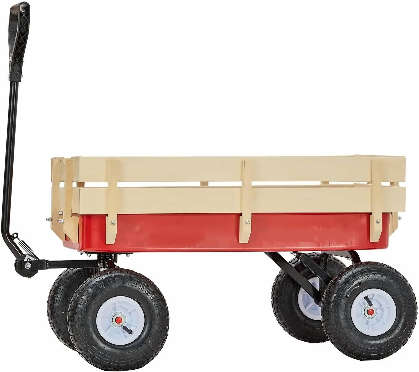 Wagon - 39 inch Pull-Along Wagon, Wooden Panels, 330 lbs Capacity -Utility Wagon for Toddlers, Beach, Camping, Gardening
