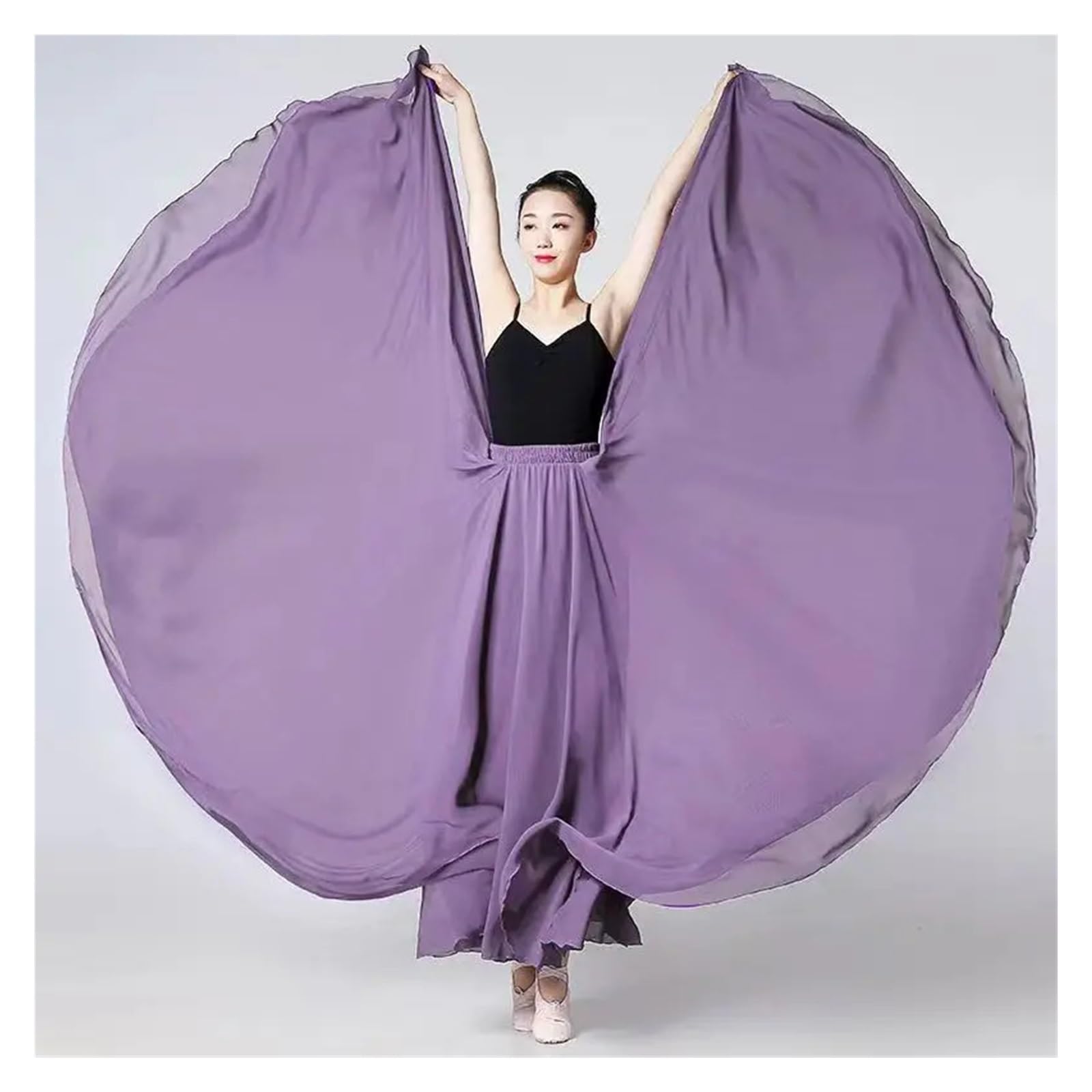 Falda de gasa 720 grados for mujer, faldas largas 2 capas, ropa elegante actuación, falda, práctica ballet con vuelo grande