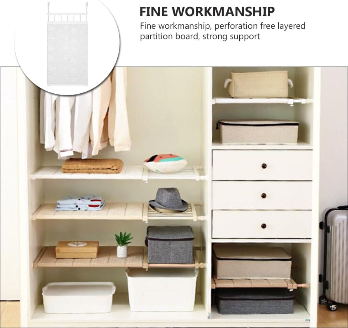 STOBAZA Bathroom Shelf Closet Storage Retractable Wall Bracket Wardrobe Rack Simple Tidy Storage