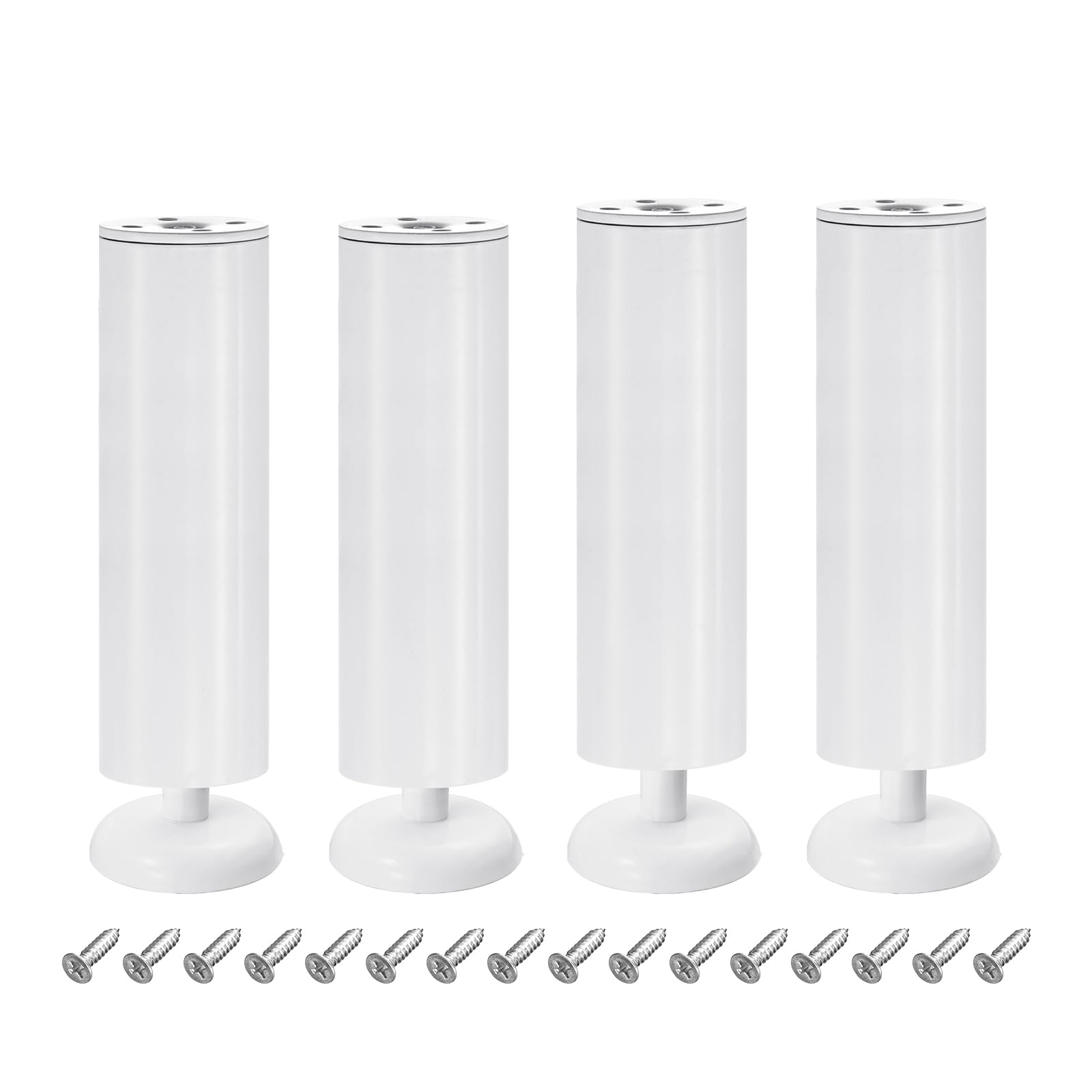 uxcell 4Pcs Metal Adjustable Furniture Legs, 200-210mm(7.9"-8.3") Cabinet Feet Support Replacement for Bed, Chair, Sofa, Table, White (W/Screws)