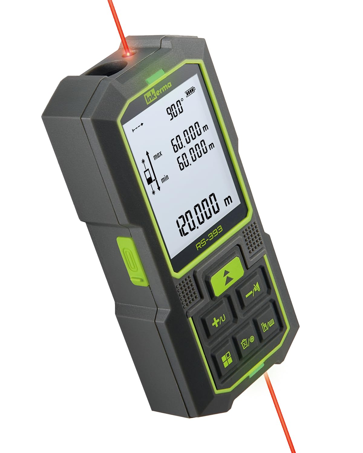 Dual Laser Measurement Tool, 393Ft/120M Bilateral Laser Distance Meter, Rechargeable Laser Measure with Ft/in/M Multiple Units, Angle Sensor, Pythagorean Mode, Area and Volume