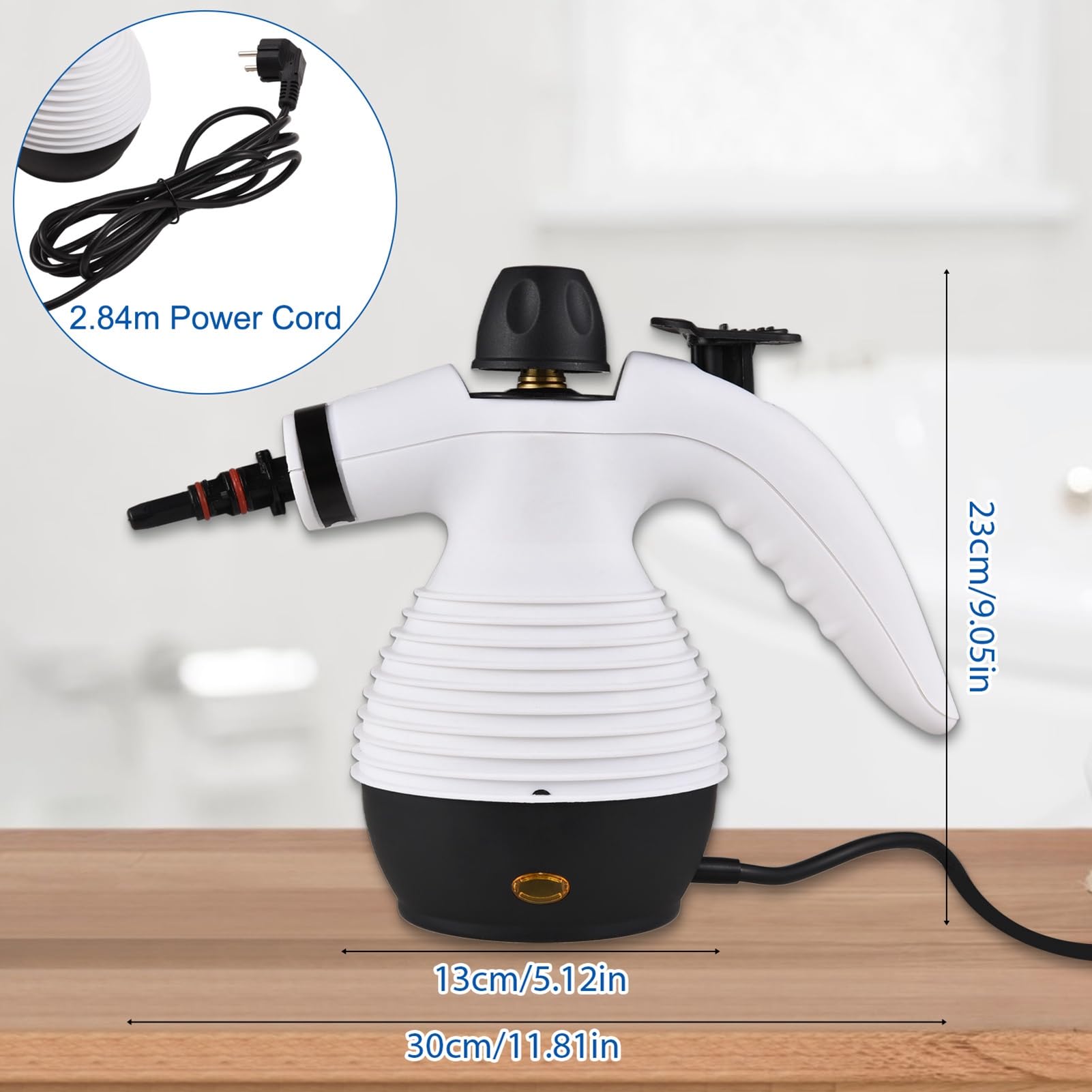 Limpiador a, 1000 W con 15 Piezas de Accesorios Limpiador a Portátil Limpiador a para el Hogar para Limpiar Suciedad, Lechada, Azulejos, Grasa y Más (Enchufe de la UE)