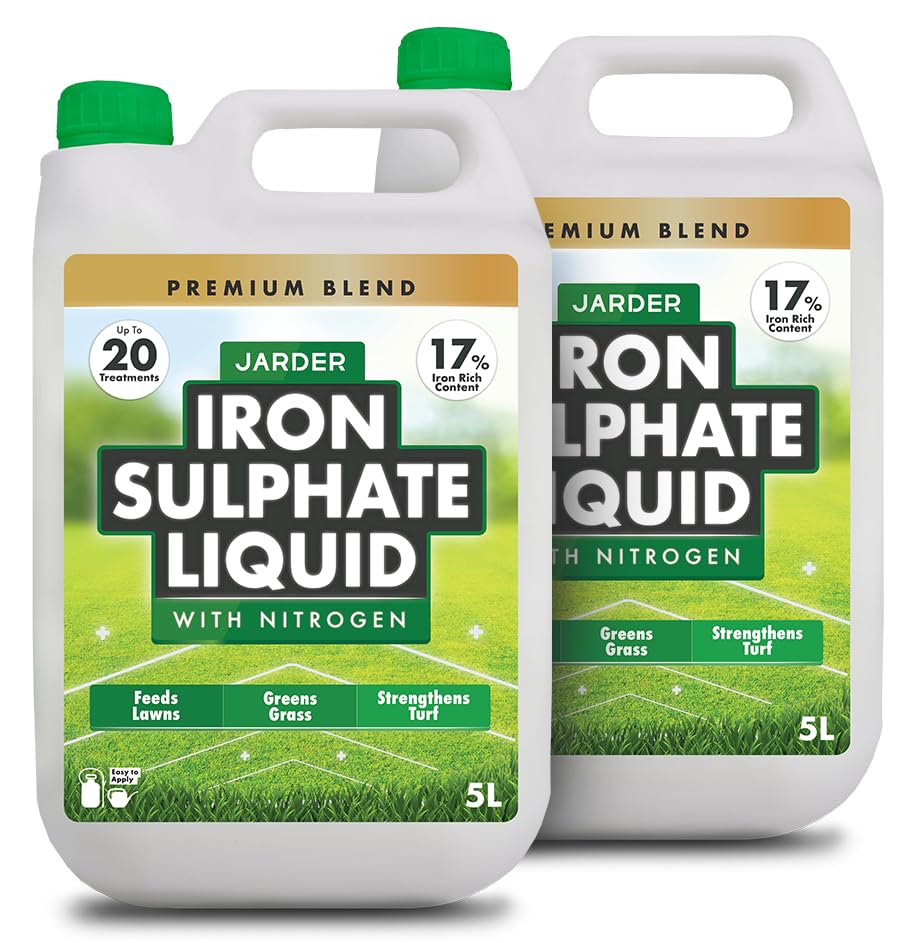 Jarder Iron Sulphate Liquid With Nitrogen 2 x 5L - Feeds Lawns - Greens Grass - Grows Grass - Lawn Tonic - 20 Treatments per 5L - Premium Blend and Iron Content
