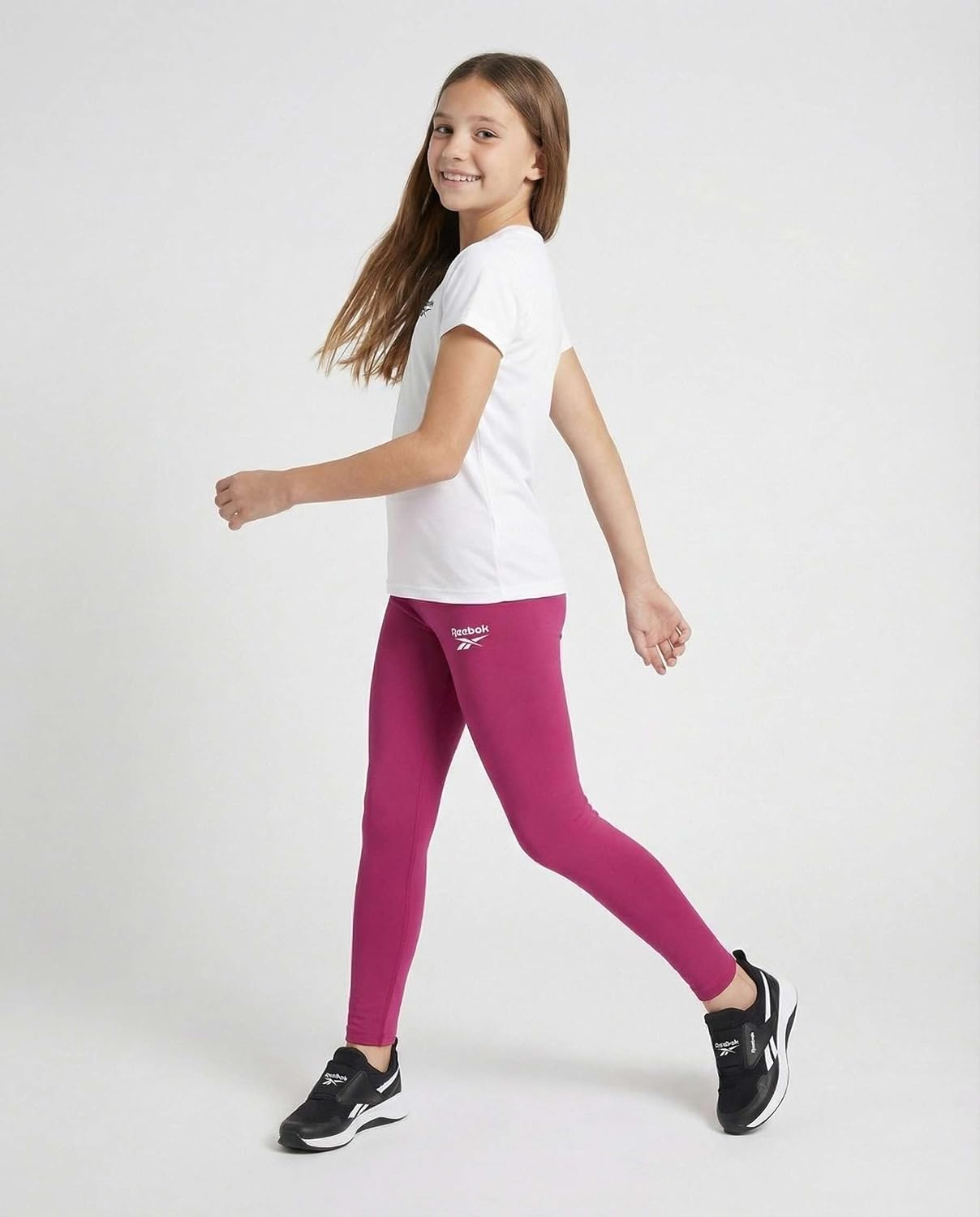 Reebok 3 Pack: Girls Leggings Athletic Dance Cheer Workout Pants for Kids Teens Tweens Youth Activewear Bottoms - (Size 6-16)