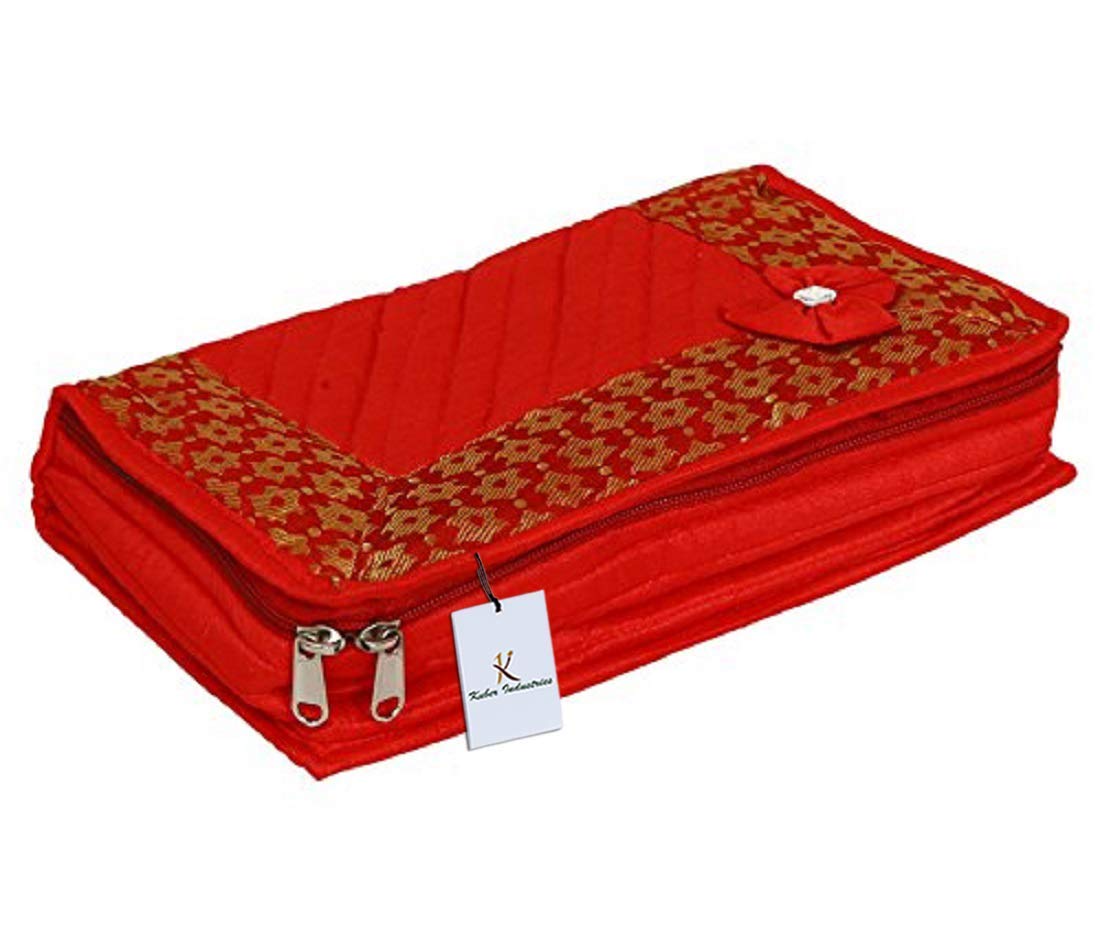 Kuber Industries Brocade Silk Jewellery Kit Red