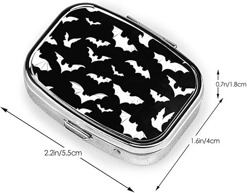 Miniatura 3 de MuMuYun - Pastillero con estampado gótico de Halloween con diseño gótico de murciélagos, pastillero cuadrado portátil, pastillero para bolso,