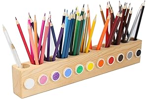 11-Slot Wooden Colored Pencil Holder Case Organizer