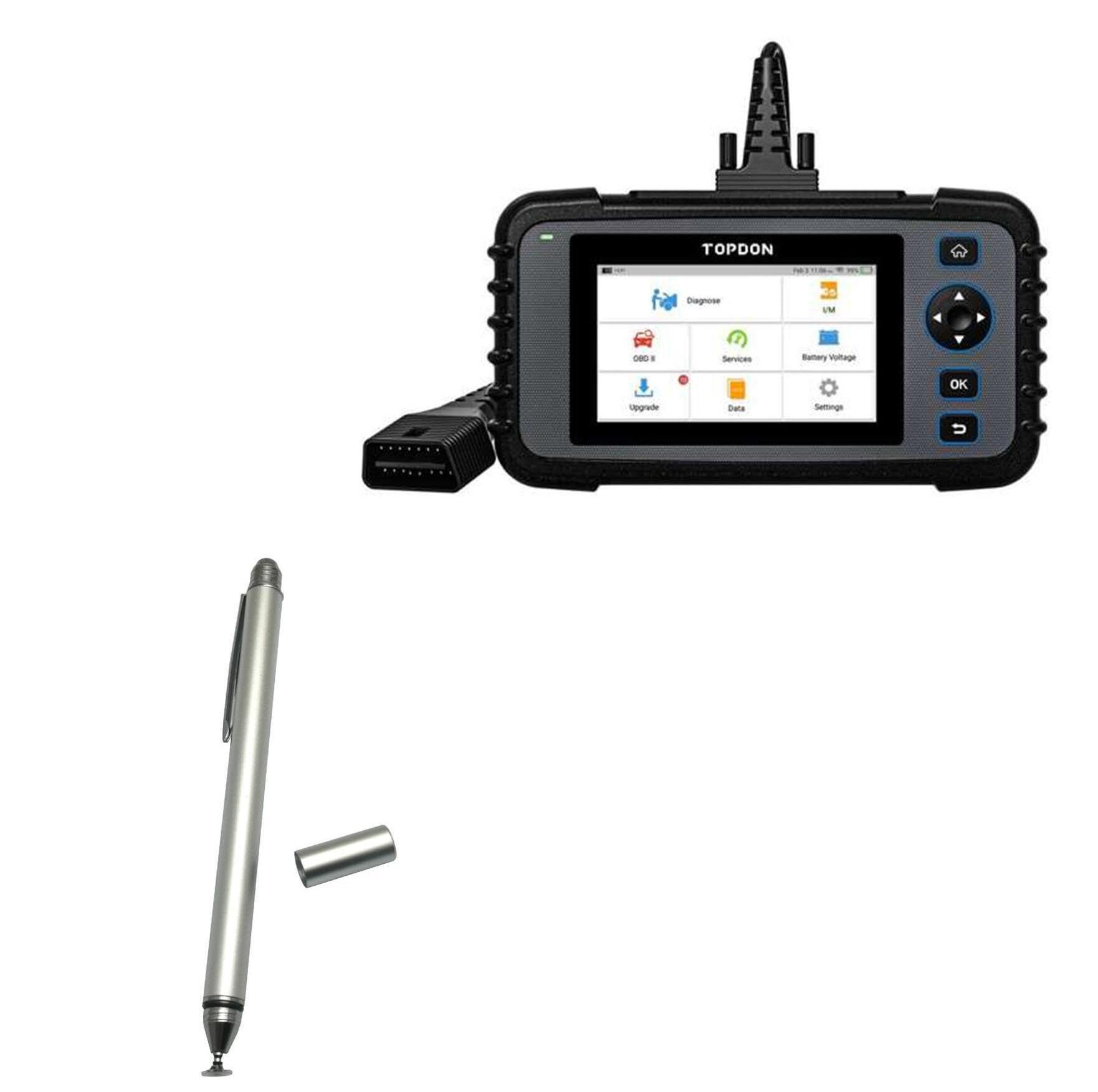 BoxWave Stylus Pen Compatible with Topdon Artidiag600 (5 in) - DualTip Capacitive Stylus, Fiber Tip Disc Tip Capacitive Stylus Pen - Metallic Silver