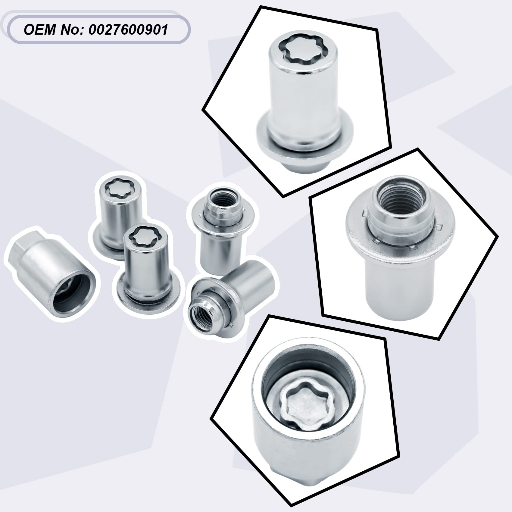 0027600901, Wheel Lock Lug Nuts Set M12 x 1.5, Compatible with 2000