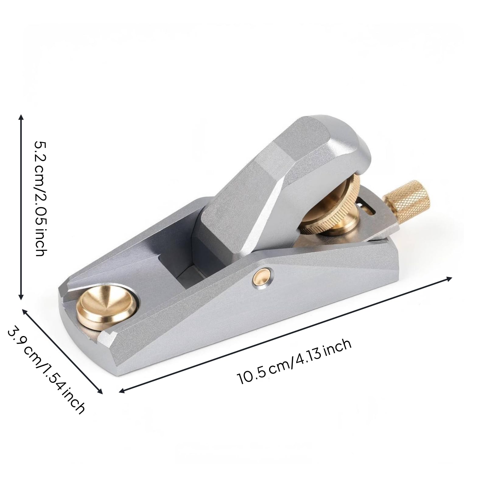 Mini Cepillo Mano Compacta Cepillo Mano Ligera Mini Cepilladora para Carpinteros, Taller, 105 39 52mm, Estándar, Ángulo Bajo, Aluminio, Gris