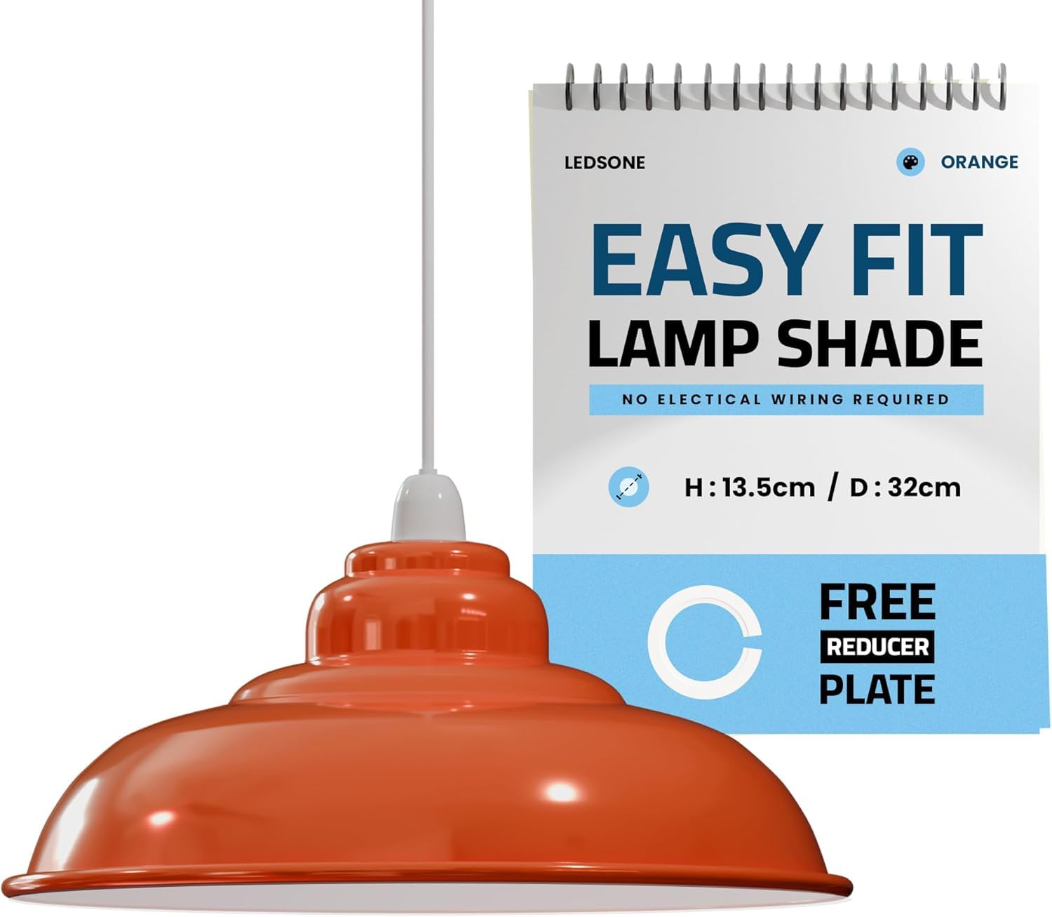 LEDSone Pendant Ceiling Light Shade, Retro Kitchen Ceiling Lights Vintage Metal Loft Bar Hanging Chandelier Lighting Rustic Lamp Shade (Curved-Green (Orange)