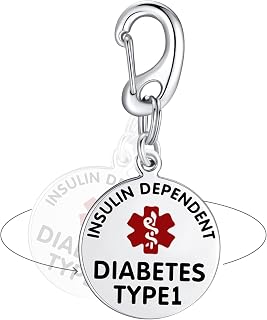 Divoti Insulin Dependent T1D Bag Tag 1.25" with Quick Clip | Pre-Engraved, Dual-Sided & Bold Lettering - Stainless Steel, Heavy-Duty Construction - Ideal for Emergency, Medical Condition