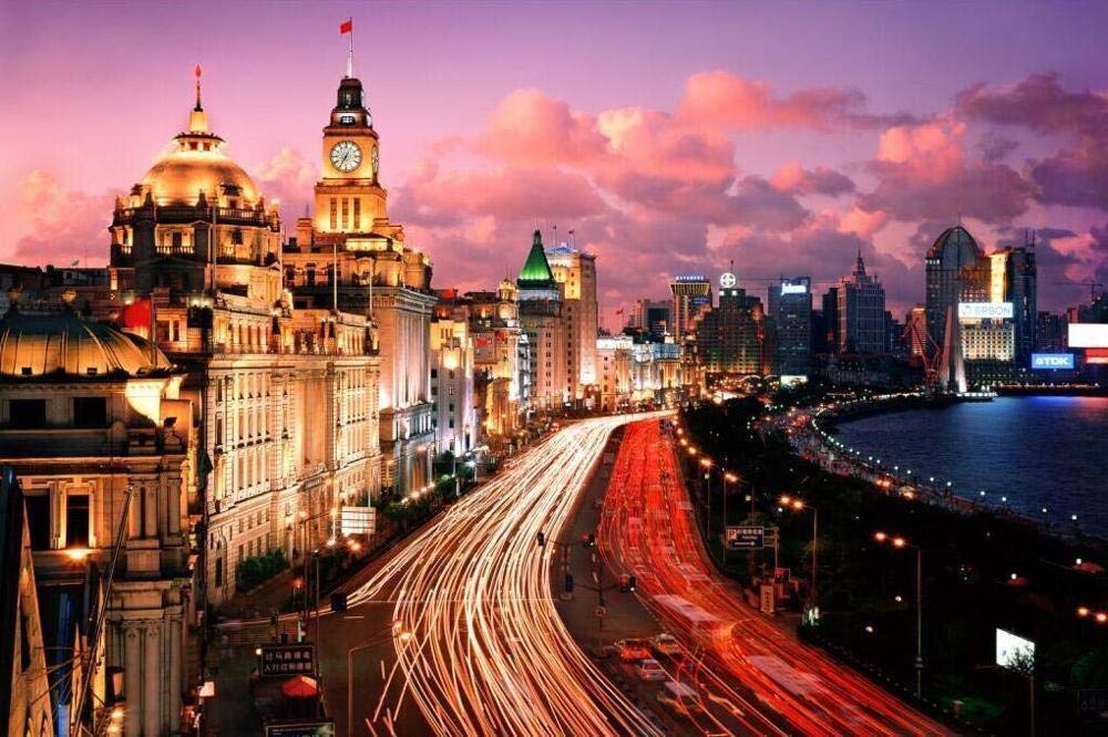 OfinaBiz New Jigsaw Puzzle Shanghai Bund Night Scene The Wooden Puzzle 1000 Pieces Jigsaw Puzzles Adult Children S Educational Toys Adult Gift