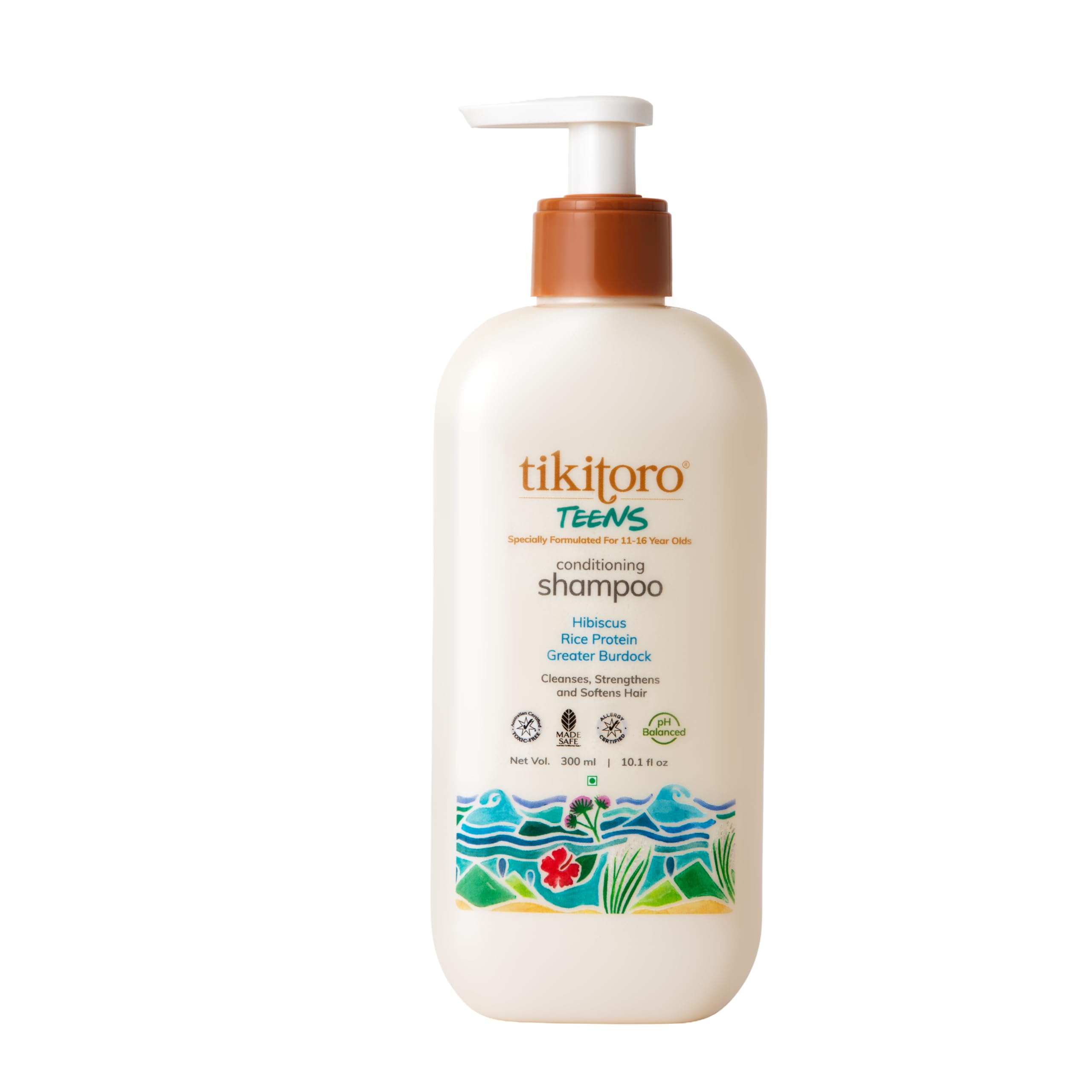 Tikitoro Teens Conditioning Shampoo 100% Vegan with Hibiscus, Rice Protein, Greater Burdock Extract, Cleanses, Strengthens & Softens Hairs, (Age: 11+) (300ml x 1)-image-12
