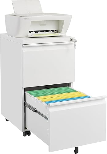 Miniatura 7 de Archivador móvil de metal de 3 cajones con bloqueo vertical con cerradura, almacenamiento rodante debajo del escritorio para suministros,