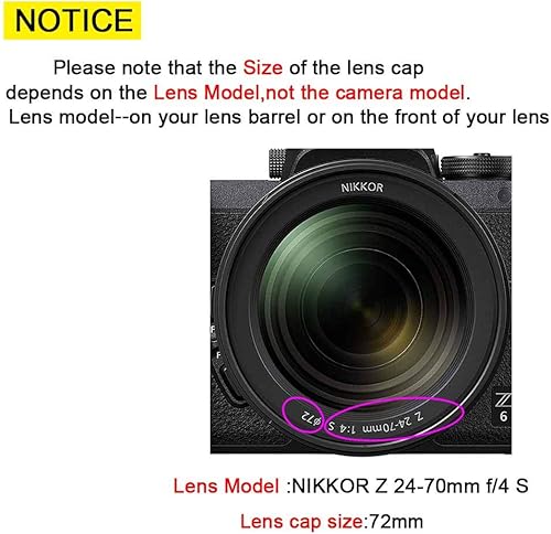 Miniatura 2 de 2 piezas ULBTER Cubierta de tapa de lente de 2.835 in para lente Nikon NIKKOR Z 0.945-2.756 in f4 S, Canon EF 1.378 in f1.4L, Fujifilm XF