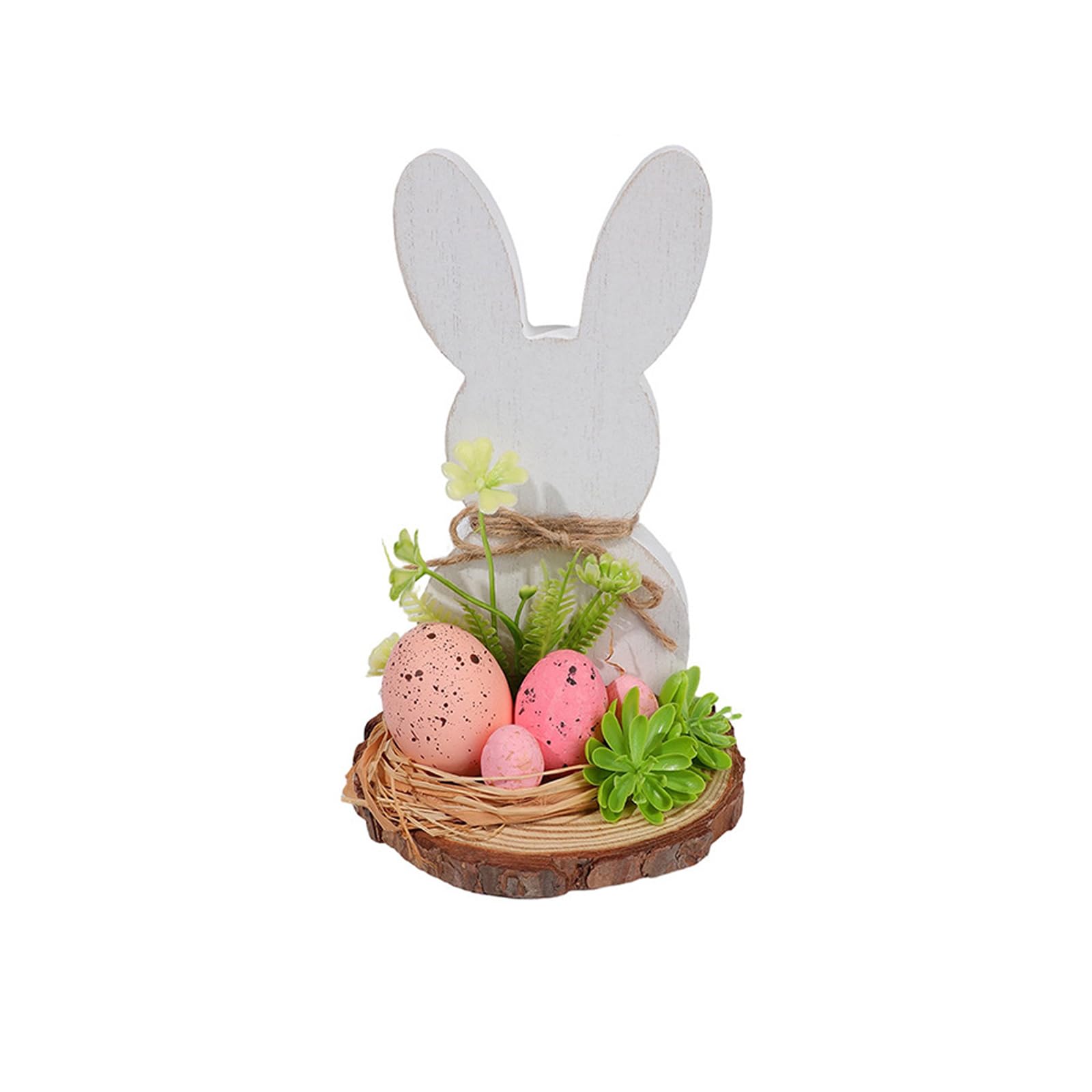 Hsioluted Hand Carved Wood Easter Hare Figurine Spring Decoration for Mantels Tabletop Display Hand Carved Hare Decoration