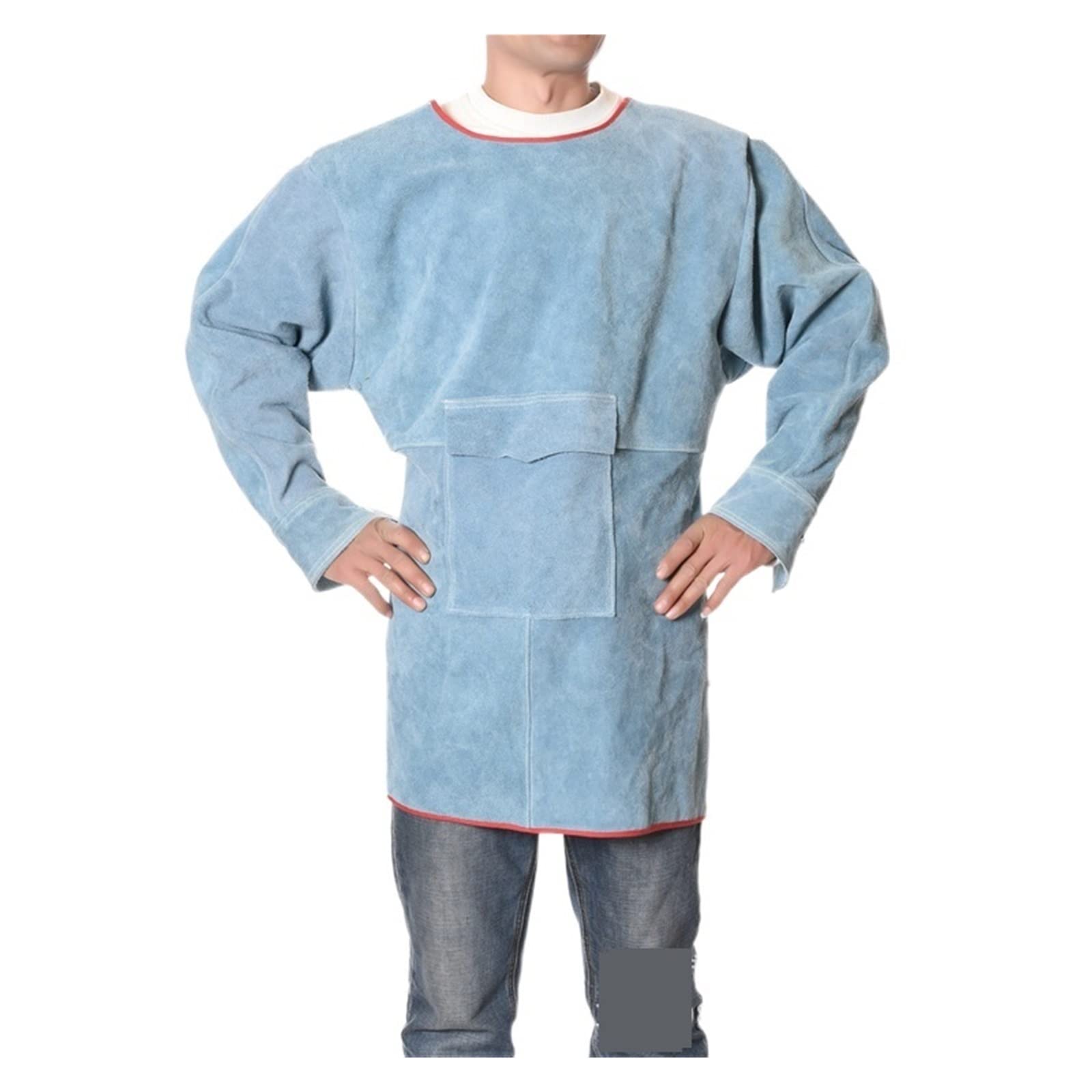 Welding Supplies Leather Welding Apron, Leather Welding Suit, Anti-Scald Flame Resistant Coat Heat Insulation and Anti-Scalding, Welder Protective Suit(Blu,XXL)
