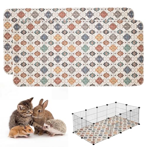 Image of Washable Guinea Pig Pee Pads,Absorbent Reusable Guinea Pig Cage Liners,Waterproof,Leak-Proof & Non-Slip Potty Pads for Small Animals Rabbit Hamster Rat.(Colorful Day,24 inchx48 inch)
