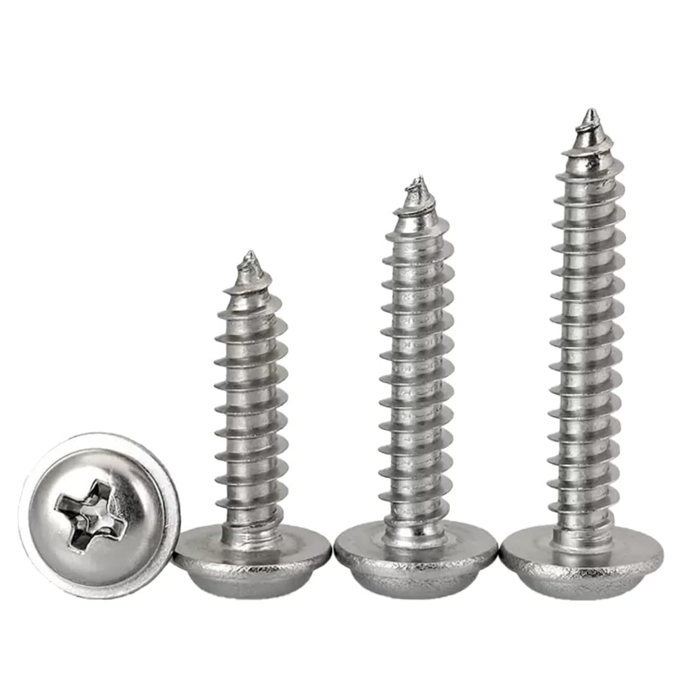No.8 x 1.1/2" (4.2mm x 38mm) Pozi Flanged Self-Tapping Screw - Stainless Steel (A2) (Pack of 20) AB Point BS4174 - Image 2