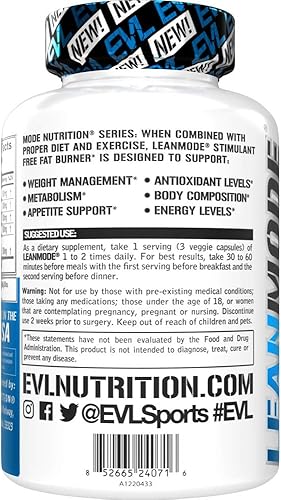 Miniatura 5 de EVL LEANMODE Soporte para pérdida de peso apoyo del metabolismo no estimulante y apoyo del apetito para hombres y mujeres modo magro con grano de