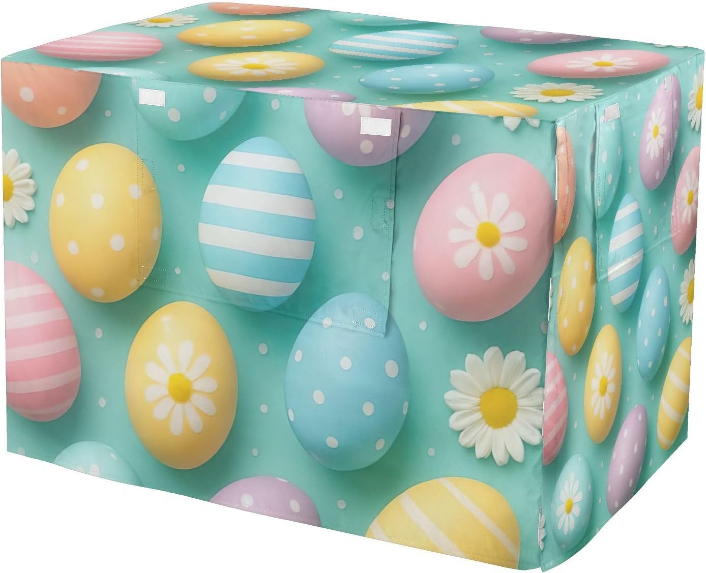 Pastel Easter Eggs Teal Dog Crate Covers Universal Size Fit, Pet Crate Cover with Roll-up Sides, X-Large