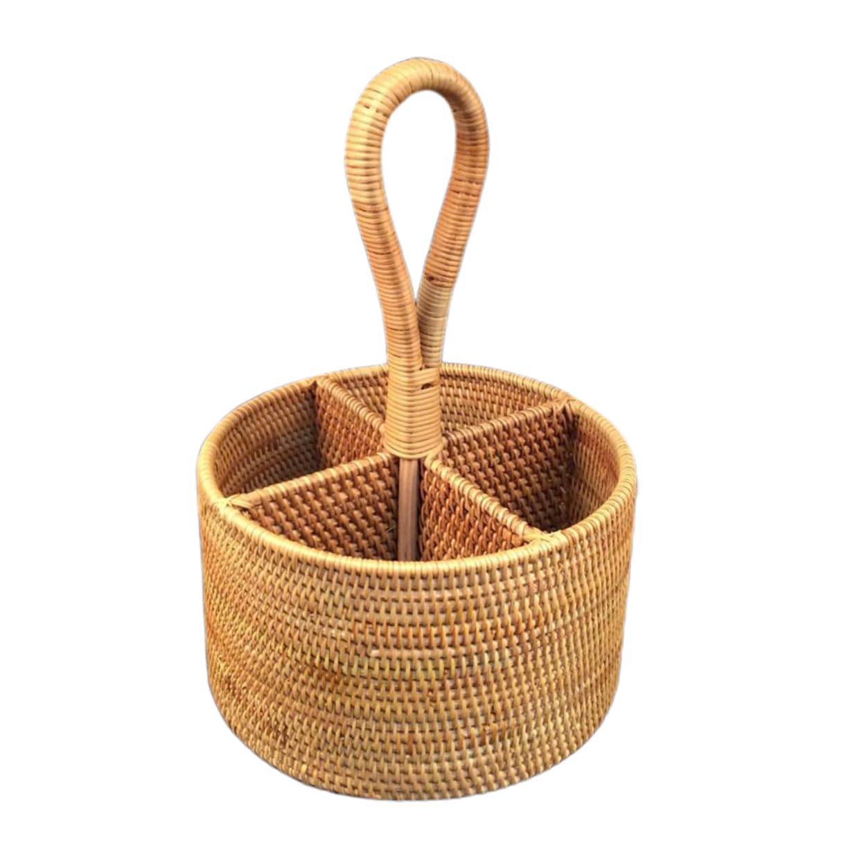 Aufbewahrungskorb aus Rattan für Schreibtisch und Homeoffice | Natürliche Flechtoptik, Leichtes Format für Kleine Utensilien, für Wohnbereich und Fotorequisiten