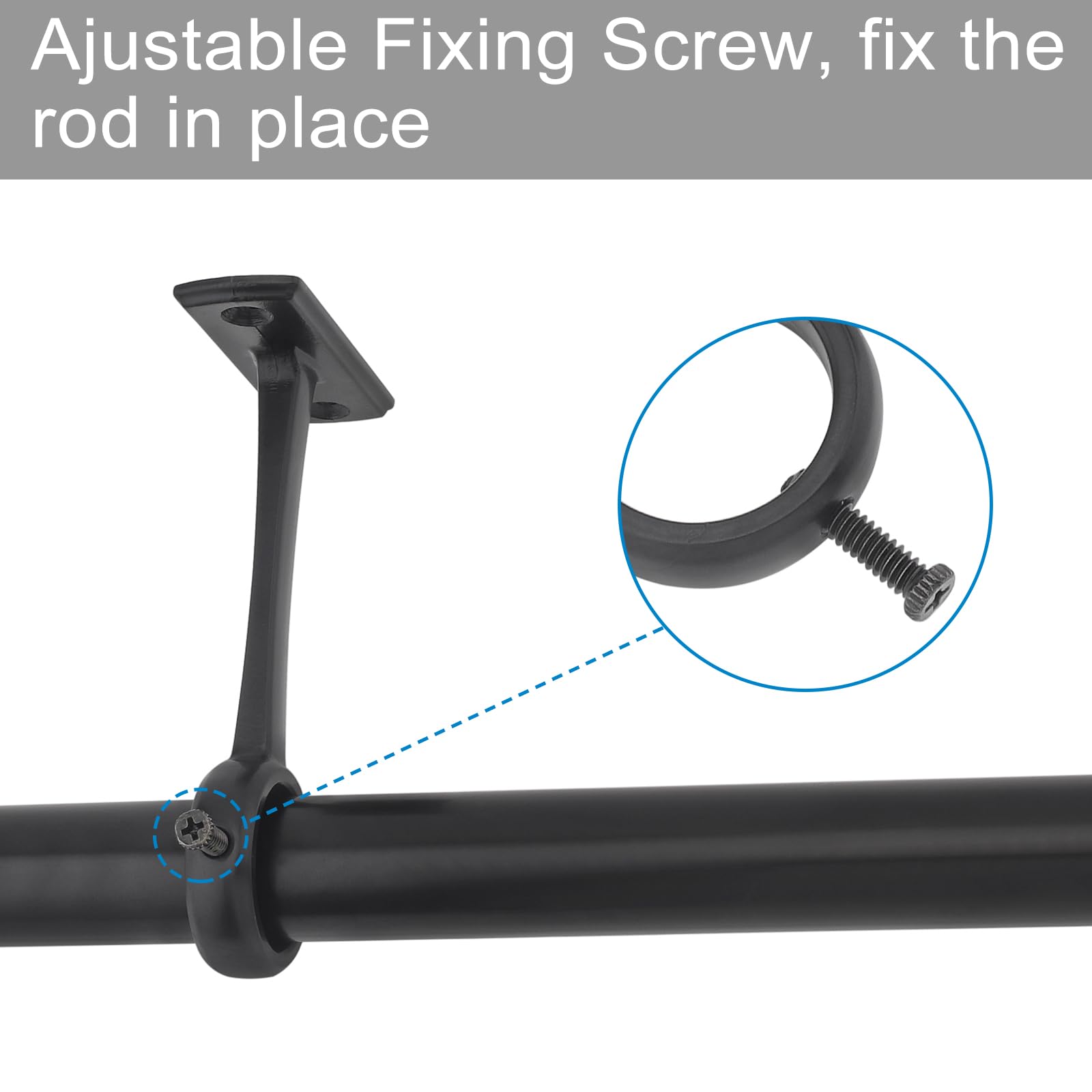 Lot de 6 supports de tringle à rideaux robustes pour tringle à rideaux de 2,5 cm (noir)