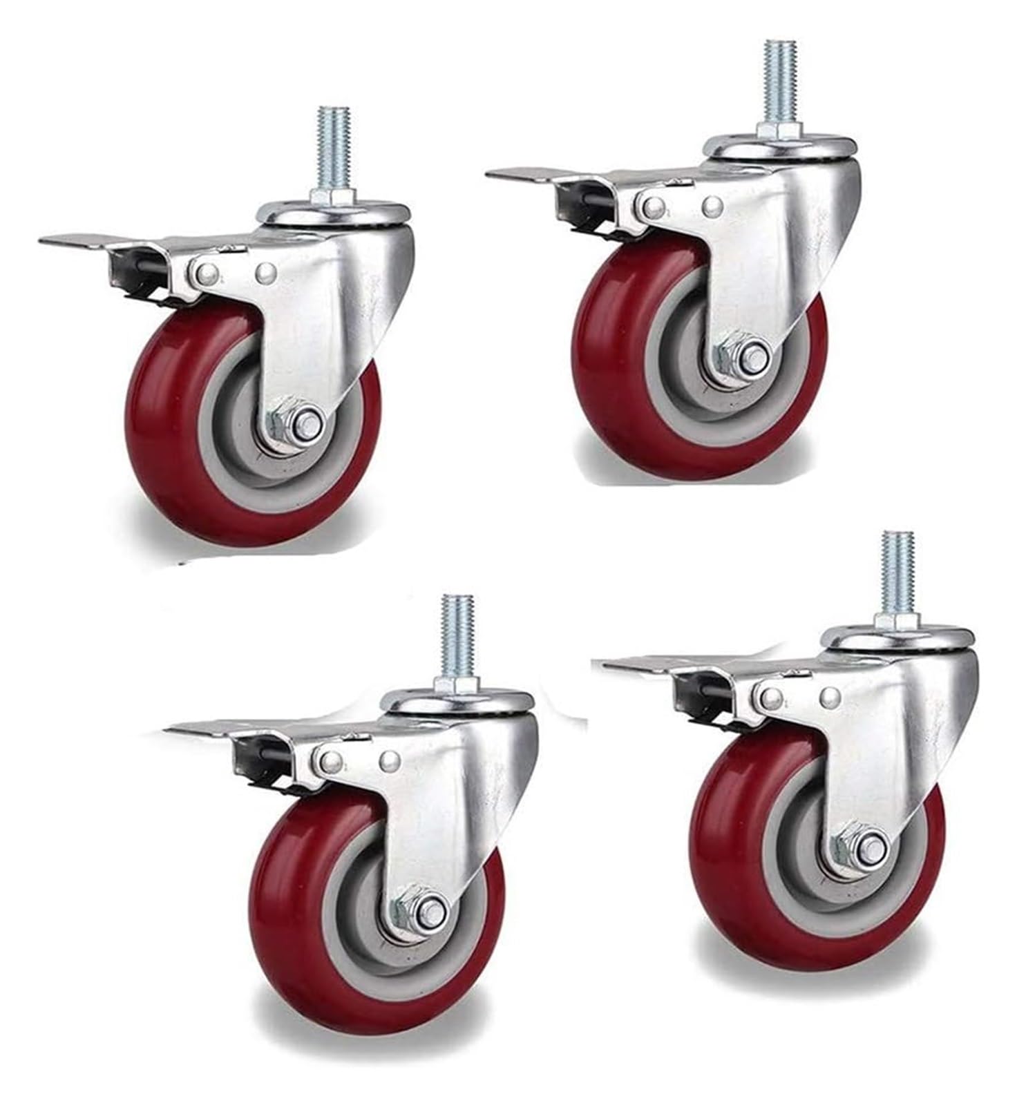GYRAZXS Heavy Duty 100mm Rubber Swivel Caster Wheels for Furniture & Workbenches 660 lbs Load Capacity Set of 4 with Brakes Smooth Mobility Perfect for Carts.