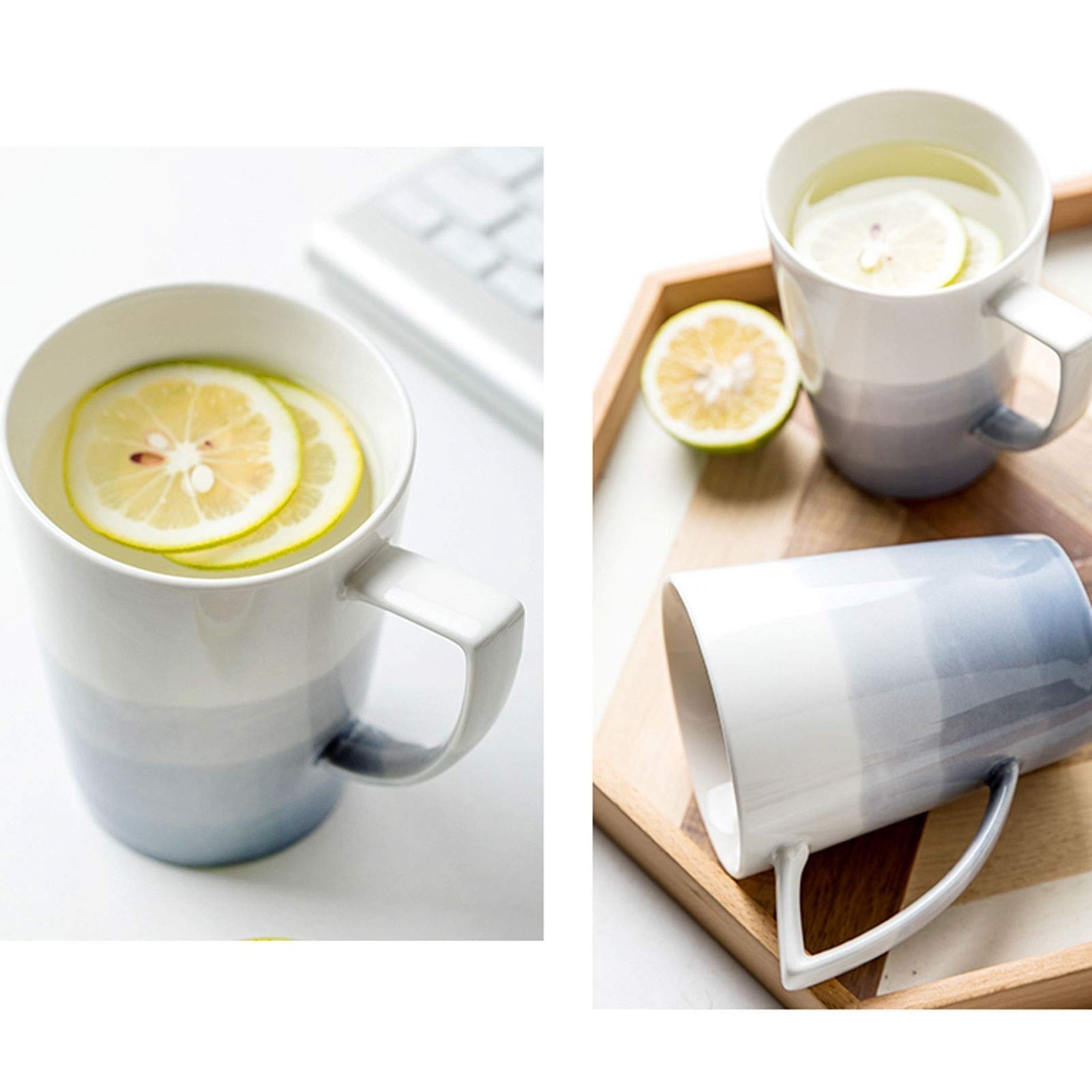 Taza de café, Taza de té, Taza de Color Degradado, Taza de café con Mango en Forma de Taza de Desayuno, Taza de Oficina en casa (A)