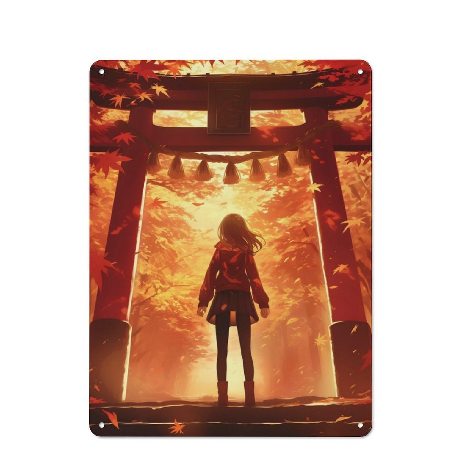 Junmoney Girls Torii Gate Anime For Garden Room Or Summerhouse, Retro Metal Sign 40X30cm, For Metal Sign Collectors, For Vintage Wall Decor Fans