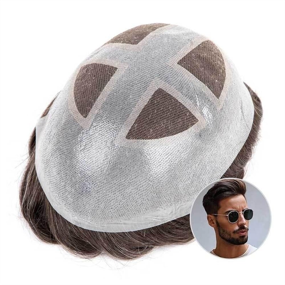 Prothèse capillaire homme en dentelle française et contour PU