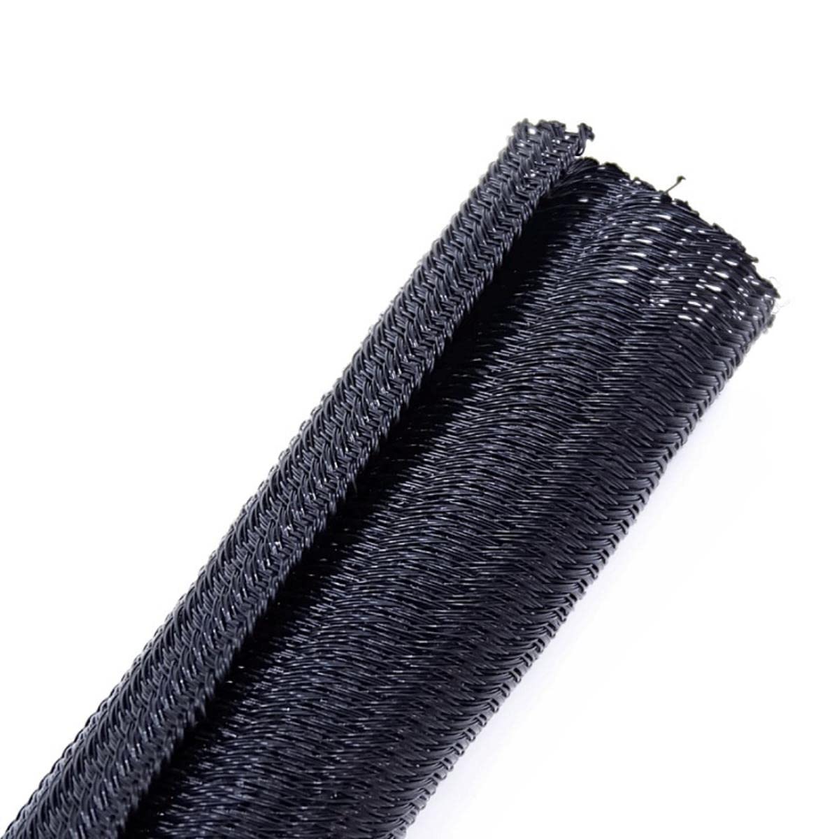 Manguito de Cable expandible Auto Cerrado Pet Trenzado Gestión Línea automática Superposiciones Telar Flexible Tubo de Tubo Dividido Organizador de Envoltura de Alambre-Negro, 32 mm, 5 m