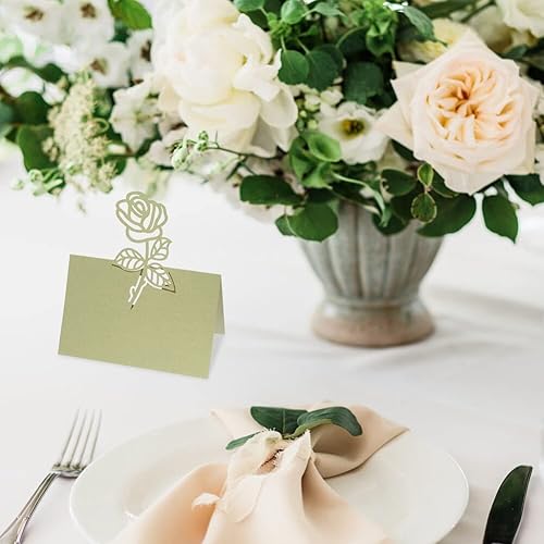 Miniatura 3 de Tarjetas de lugar - Paquete de 50 tarjetas de mesa de invitados con nombre de mesa de boda, tarjetas de tienda de campaña plegadas, decoraciones de