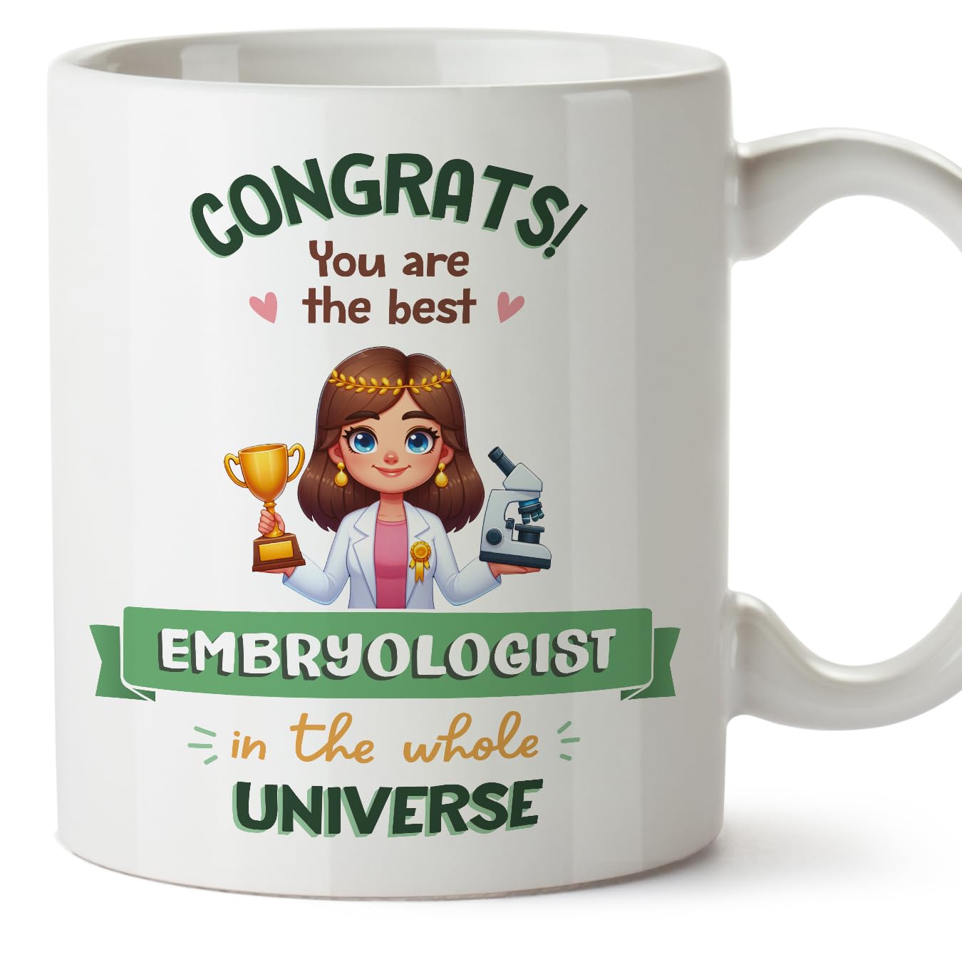 MUGFFINS Embryologist Woman Mug - in English - Best in Universe Trophy - Funny Gift for Colleagues - Ceramic 11oz Mug — image 1
