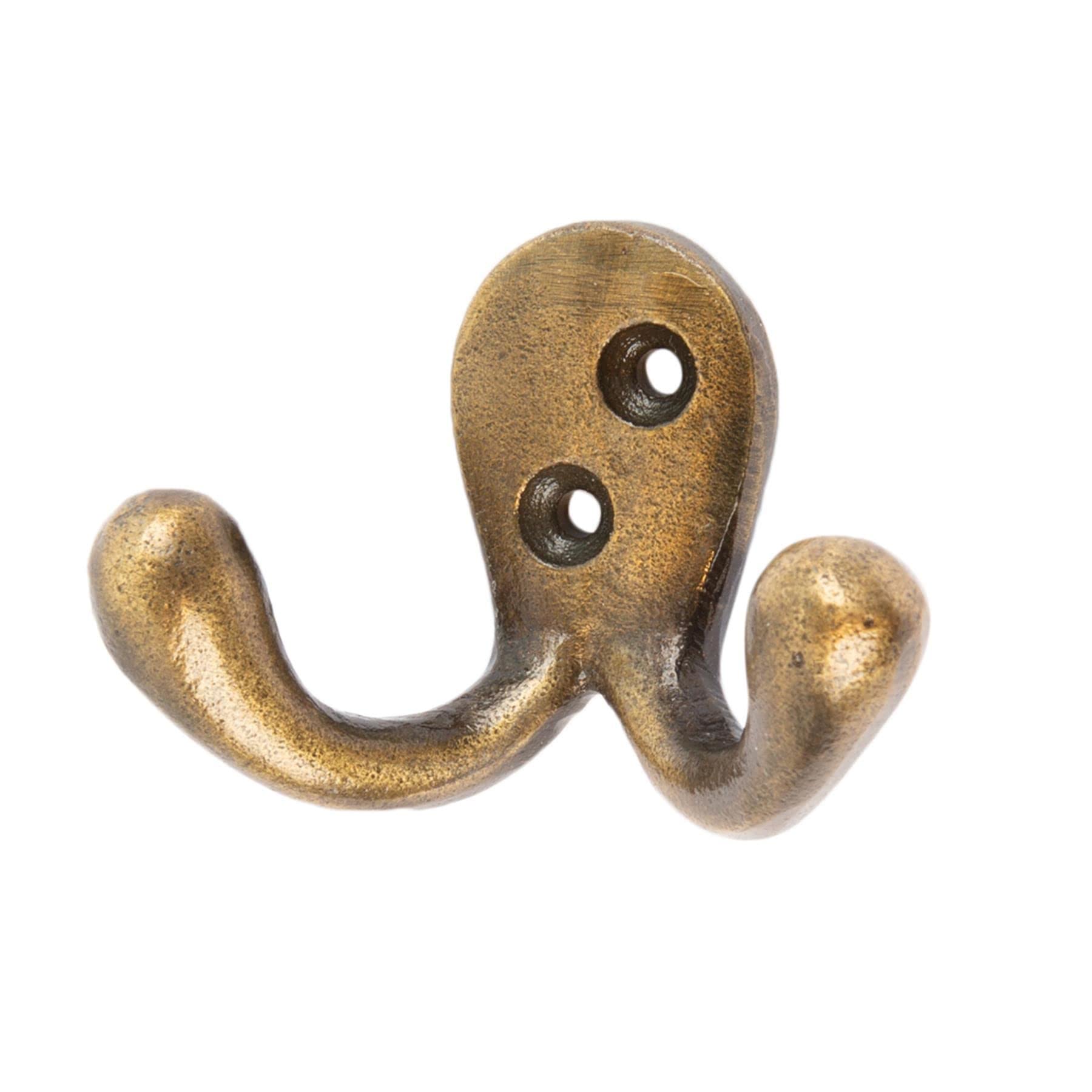 Hammer & Tongs 70Mm X 50Mm Brass Double Coat Hook