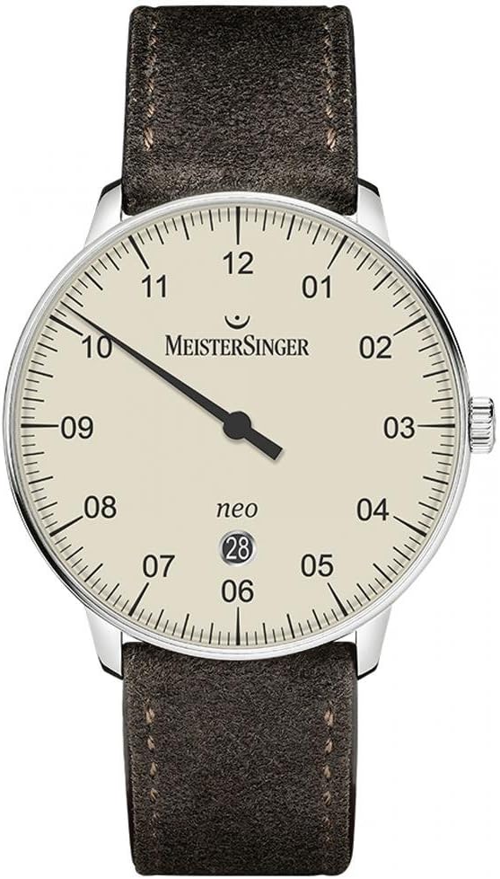 MEISTERSINGER UNISEX NEO PLUS 40MM SUEDE BAND STEEL CASE AUTOMATIC WATCH NE403