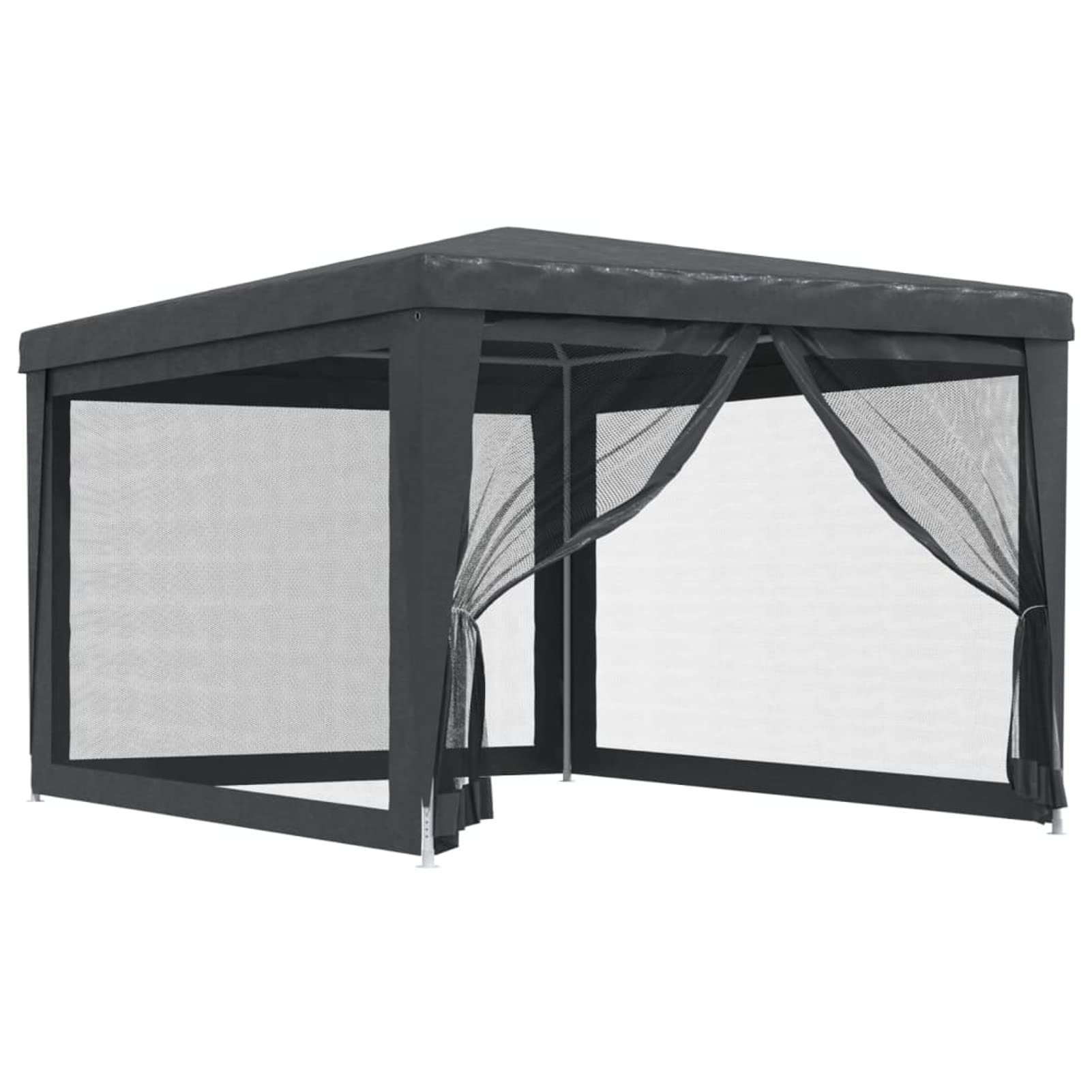 Tente de jardin 3 x 4 m Gazebo pour jardin tonnelle avec 4 parties latérales moustiquaire avec fermeture éclair protection UV pour patio extérieur événements fête gris anthracite