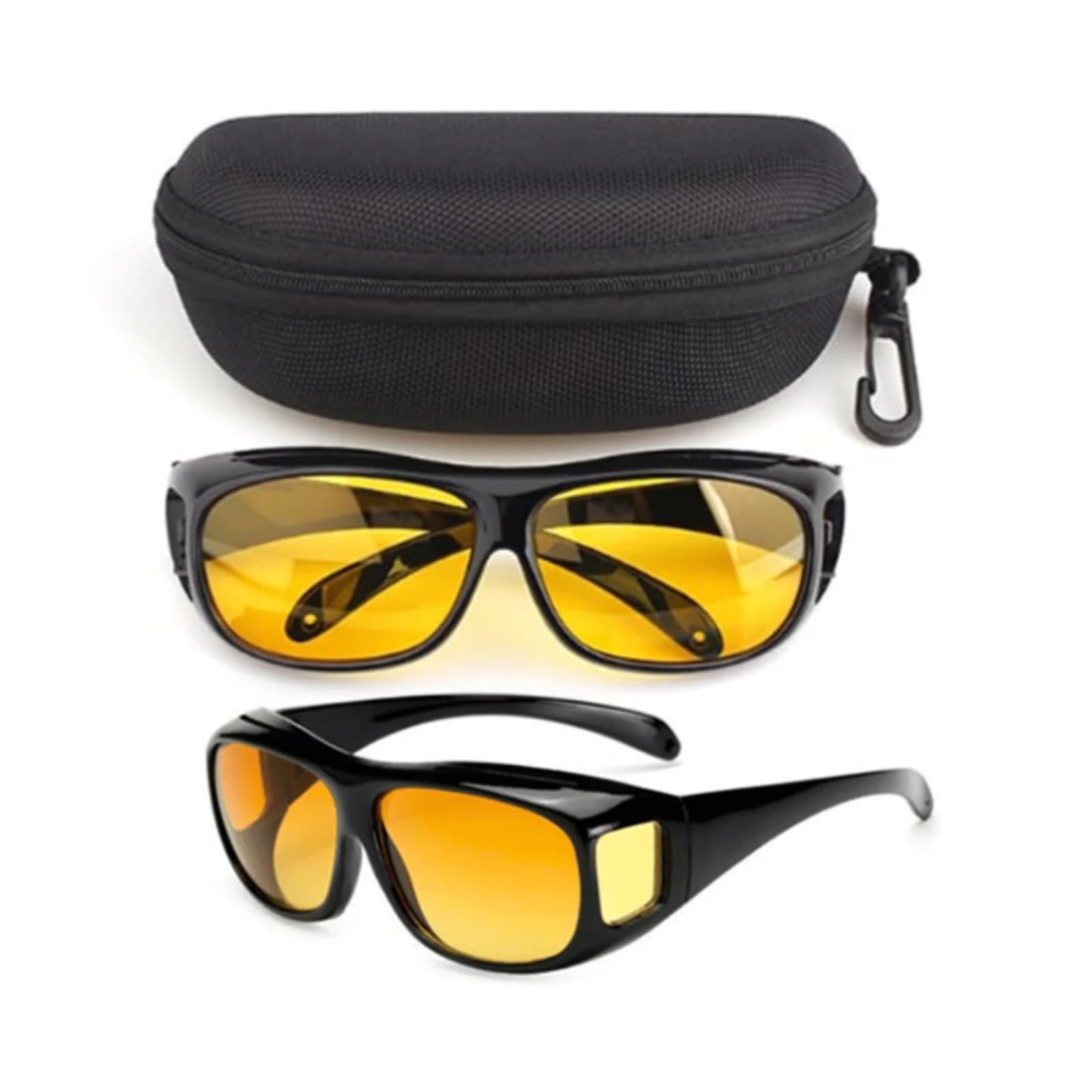 Hoffmarkt GloVision Nachtsichtbrille – Polarisierte Überbrille mit gelben Gläsern, blendfrei für Autofahren, Angeln & Golf