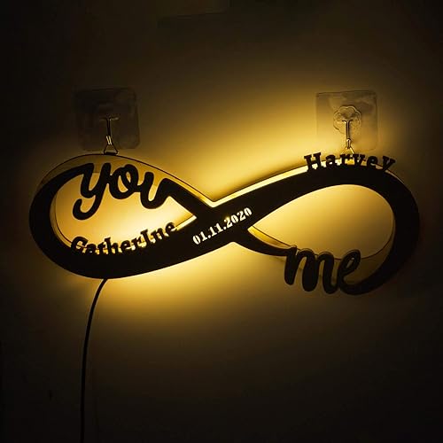 Infinity I Love You - Decoración de pared con luz nocturna LED, regalos románticos para hombres, esposa, parejas, novio, novia, personalizado con