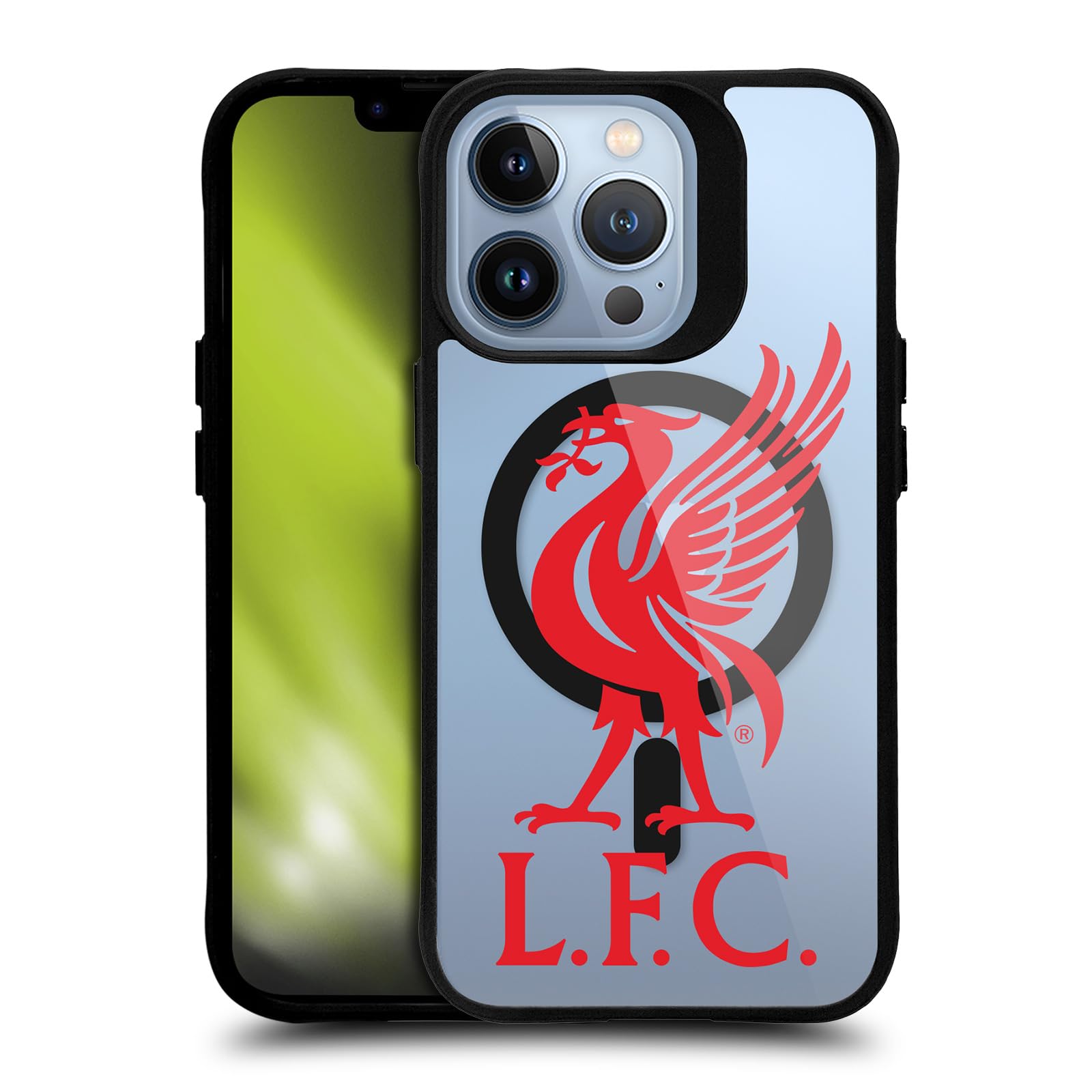 Liverpool FC LFC Liverbird Oversized Logo Icon Black Shockproof Bumper Case [Military Grade Protection] Compatible with Apple iPhone 13 Pro and Compatible with MagSafe — image 1