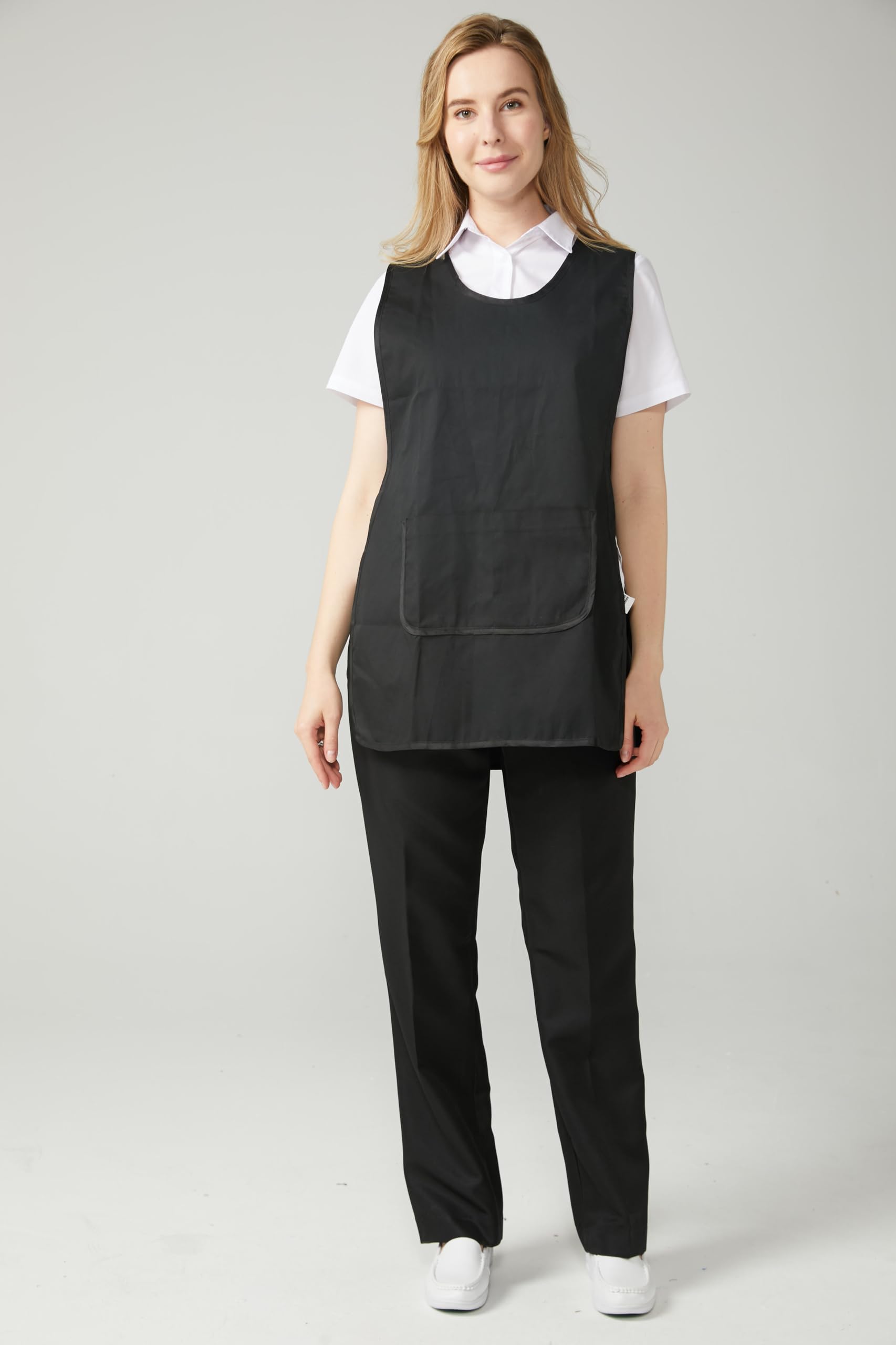 Victory Delantal Limpieza Profesional Uniforme Servicio Sanitario Doméstico Camarera Hostelería Mujer Hombre Ajuste Cómodo Botones Laterales Poliéster Algodón Trabajo Diario Antimanchas Modelo 868