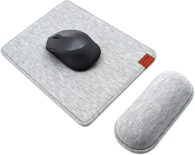 SenseAGE Mouse Mat and Wrist Support Set, Wrist Rest Mouse Pad with Non-Slip Base, Smooth and Durable Surface, Easy Sliding and Wrist Pain Relief, Compatible with Laser and Optical Mice, Smoke Gray
