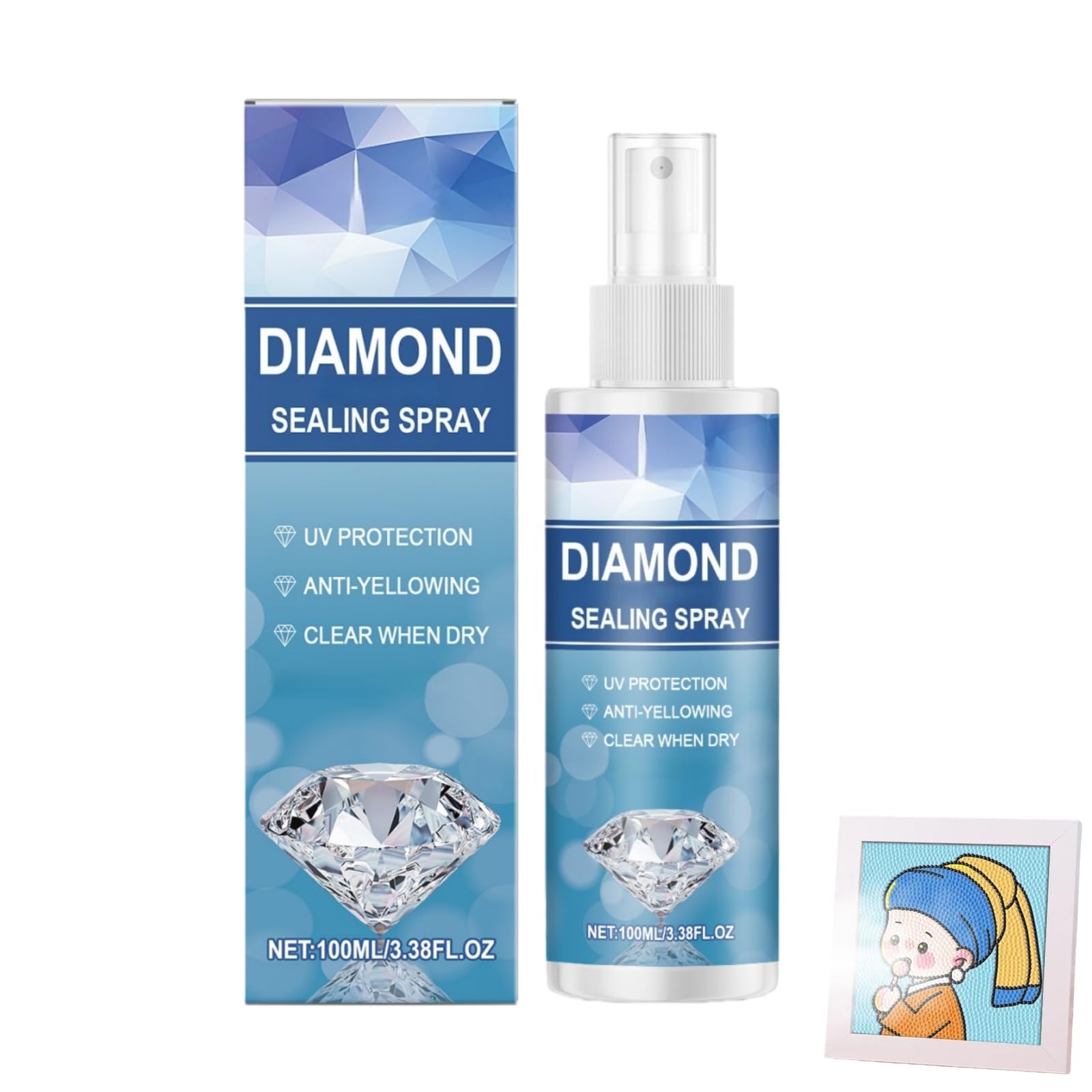 Diamond Art Sealer Spray,Crystal Art Sealer,Diamond Art Glue,Spray for Art with High Gloss,Durable Strong Seal,Diamond Art Kits,Transparent Traceless Craft Glue,Crystal Art Accessories and DIY,100ml